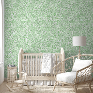 William Morris Vintage Bird & Anemone Pattern Wallpaper