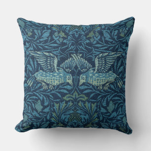 William Morris Vintage Bird Foliage Blue Cushion