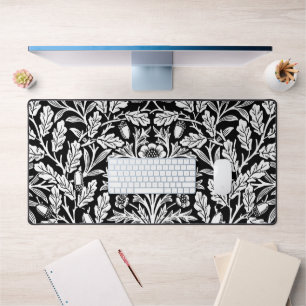 William Morris Vintage Black White Oak Pattern Desk Mat