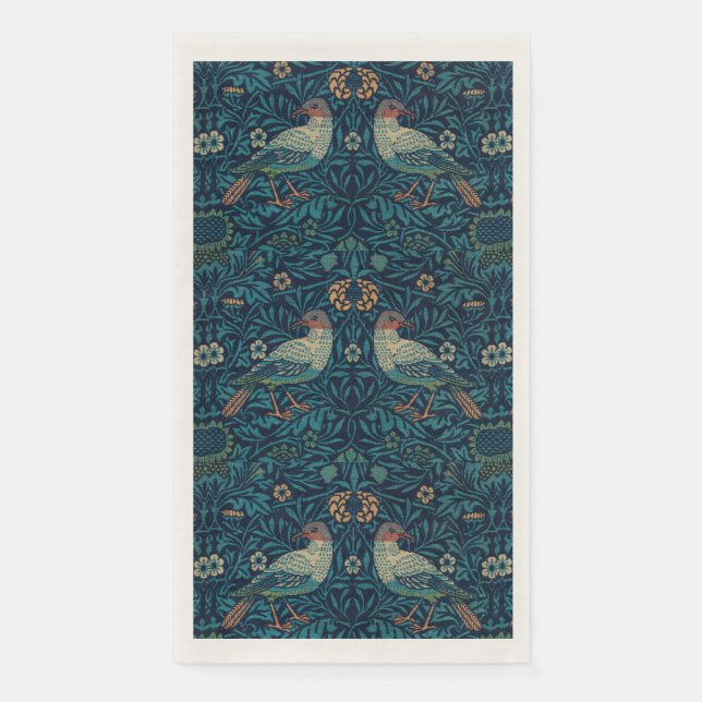 William Morris Vintage Blue Birds Pattern Napkin (Front)