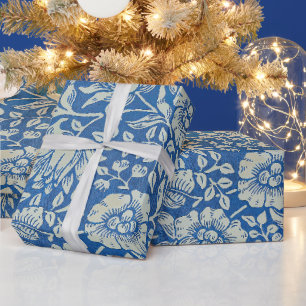 William Morris Vintage Blue Floral Pattern Wrapping Paper