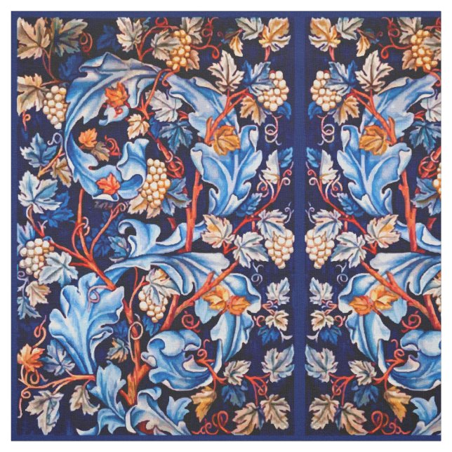 William Morris Vintage Blue Grapes Pattern Fabric (Swatch)