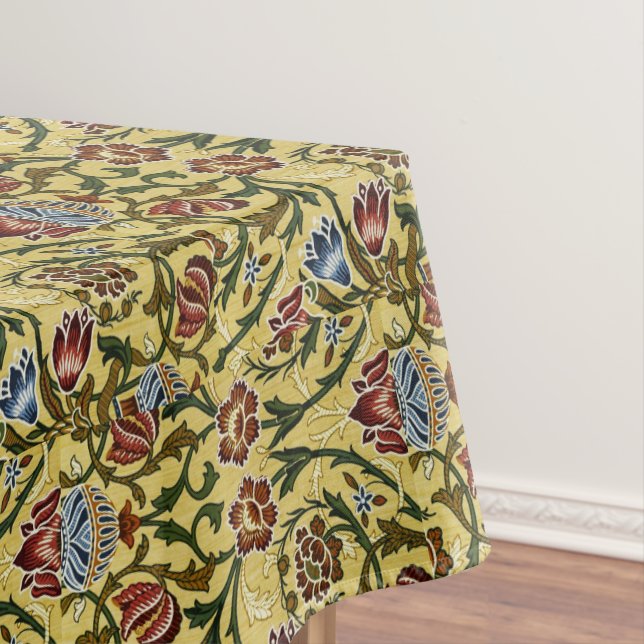 William Morris Vintage Blue Green Red Tablecloth (In Situ)