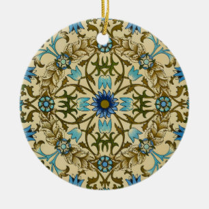 William Morris Vintage Blue Vine Seamless Pattern Ceramic Tree Decoration