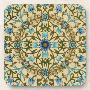 William Morris Vintage Blue Vine Seamless Pattern Coaster