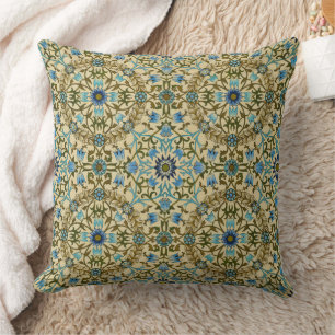 William Morris Vintage Blue Vine Seamless Pattern Cushion
