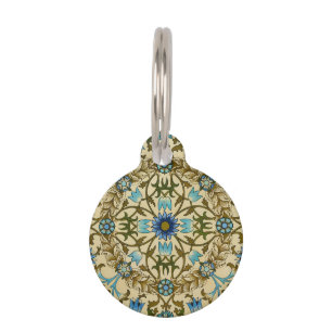 William Morris Vintage Blue Vine Seamless Pattern Pet Tag