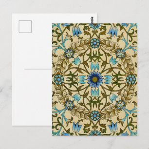 William Morris Vintage Blue Vine Seamless Pattern Postcard