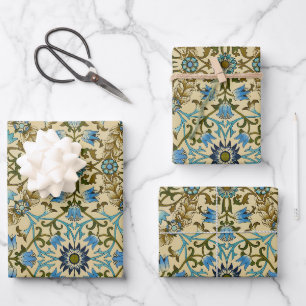 William Morris Vintage Blue Vine Seamless Pattern Wrapping Paper Sheet