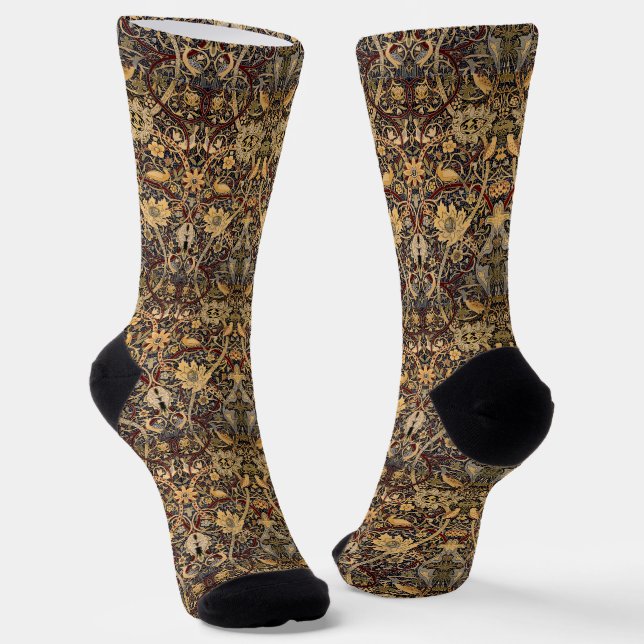 William Morris Vintage Bullerswood Carpet Pattern Socks (Angled)