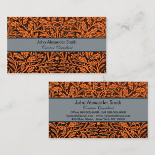William Morris Vintage Burnt Orange Black Pattern Business Card