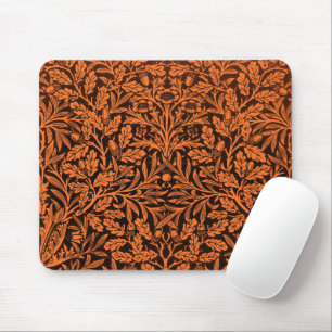 William Morris Vintage Burnt Orange Black Pattern Mouse Mat