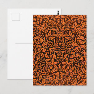 William Morris Vintage Burnt Orange Black Pattern Postcard