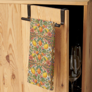 William Morris vintage citrus orange Fruit Floral Tea Towel