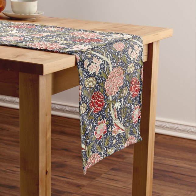 William Morris Vintage Cray Floral Pattern Short Table Runner (In Situ)
