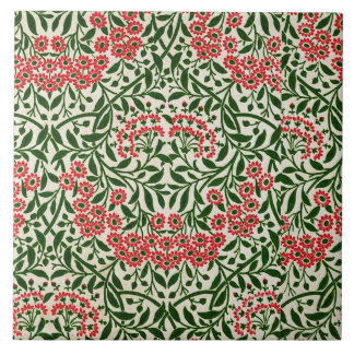 William Morris Vintage Daisy Flowers Pink Green Tile