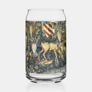 William Morris Vintage Deer & Shields Tapestry Art Can Glass