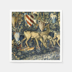 William Morris Vintage Deer & Shields Tapestry Art Napkin