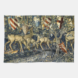 William Morris Vintage Deer & Shields Tapestry Art Tea Towel