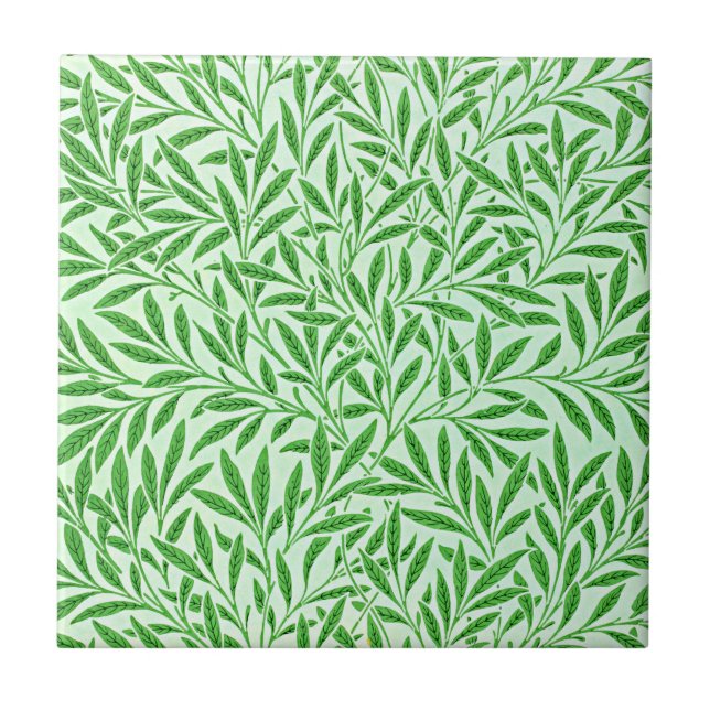 William Morris vintage design, Willow Bough, Green Tile (Front)