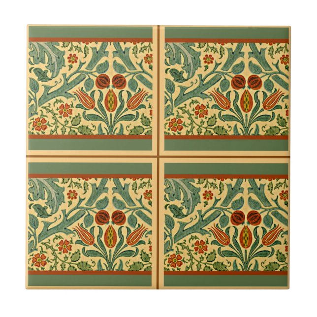 William Morris vintage design, Willow Bough tiled Tile (Front)