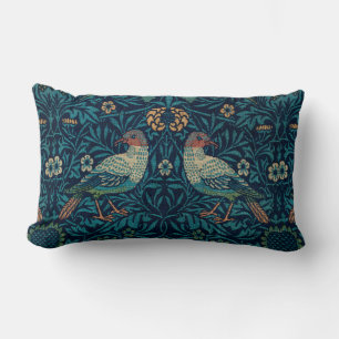 William Morris Vintage Floral Bird Lumbar Cushion