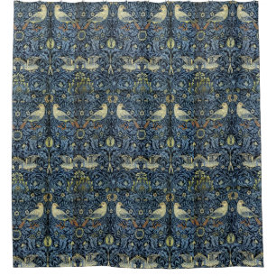 William Morris Vintage Floral Bird  Shower Curtain