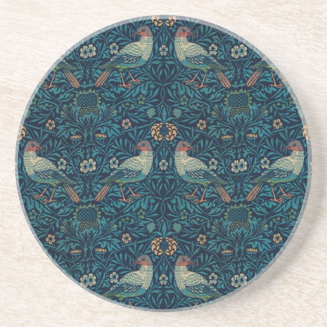 William Morris Vintage Floral Birds Coaster (Front)