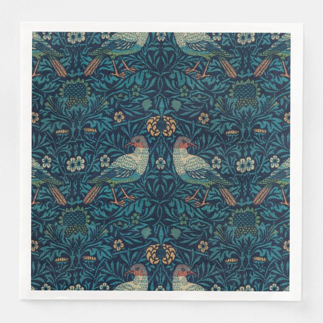 William Morris Vintage Floral Birds Napkin (Front)