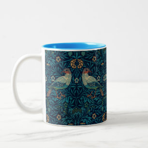 William Morris Vintage Floral Birds Two-Tone Coffee Mug