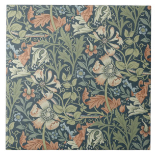 William Morris Vintage Floral Blue Green Compton Tile