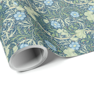 William Morris Vintage Floral Blue Green Seaweed   Wrapping Paper