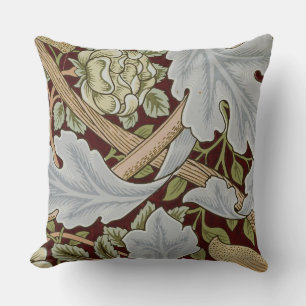 William Morris Vintage Floral Flower White Red   Cushion