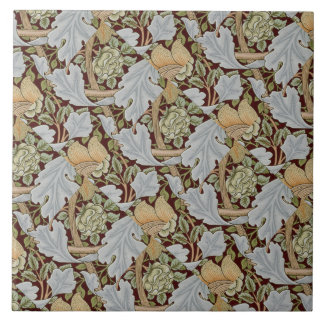 William Morris Vintage Floral Flower White Red   Tile