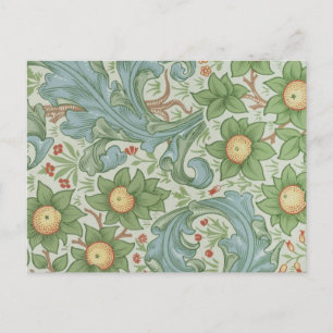 William Morris Vintage Floral Green Blue Orchard Postcard