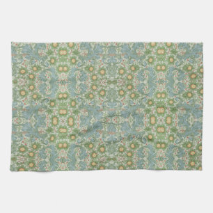 William Morris Vintage Floral Green Blue Orchard Tea Towel