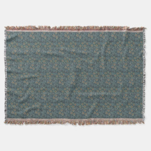 William Morris Vintage Floral Green Blue Orchard Throw Blanket