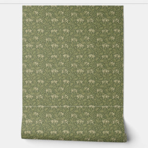William Morris Vintage Floral Honeysuckle Green Wallpaper