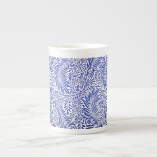 William Morris Vintage Floral Pattern Blue White Bone China Mug