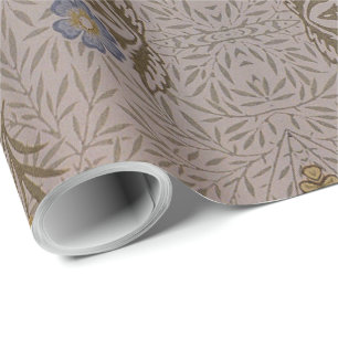 William Morris Vintage Floral Pattern Foliage Blue Wrapping Paper