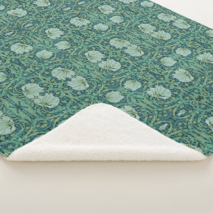 William Morris Vintage Floral Pattern Pimpernel Sherpa Blanket
