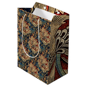 William Morris Vintage Floral Pattern Red Blue Medium Gift Bag