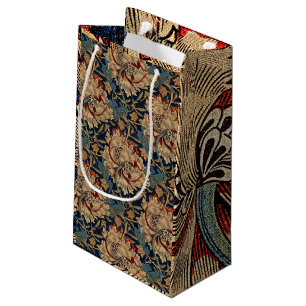 William Morris Vintage Floral Pattern Red Blue     Small Gift Bag