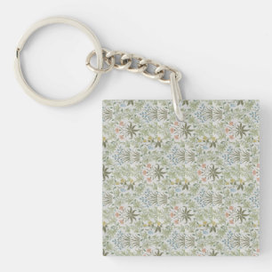 William Morris Vintage Floral Pink Celandine Key Ring
