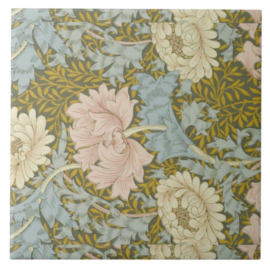William Morris Vintage Floral Pink Chrysanthemum Tile Zazzle Co Uk