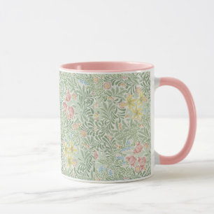 William Morris Vintage Floral Pink Green Bower Mug