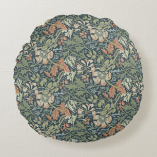 William Morris Vintage Floral Pink Green Compton Round Cushion