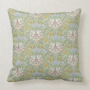 William Morris Vintage Floral Pink Green Myrtle Cushion