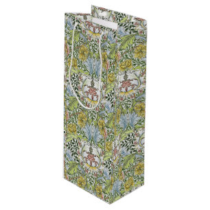 William Morris Vintage Floral Pink Green Myrtle    Wine Gift Bag