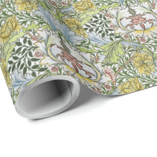 William Morris Vintage Floral Pink Green Myrtle    Wrapping Paper